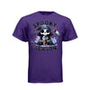 SPOOKY SEASON tee in purple, front, kawaii goth reaper iced coffee graphic tee for women - Project Hood