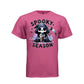 SPOOKY SEASON tee in wow pink, front, cute spooky reaper iced coffee graphic tee for her - Project Hood