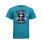 SPOOKY SEASON tee in teal, front, creepy cute reaper iced coffee graphic tee for her - Project Hood