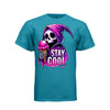 STAY COOL tee in teal, front, creepy cute reaper ice cream graphic tee for her - Project Hood