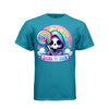 SUCKS TO SUCK tee in teal, front, creepy cute reaper rainbow lollipop graphic tee for her - Project Hood