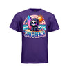 SUN OF A BEACH tee in purple, front, kawaii goth reaper surfboard beach graphic tee for women - Project Hood