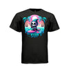 SUP tee in black, front, cute reaper paddle board graphic tee for her, soft cotton - Project Hood