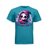 TEACHER VIBES tee in teal, front, creepy cute reaper pink apple graphic tee for her - Project Hood