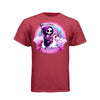 THE AUDACITY tee in athletic red, front, cute pastel goth reaper unicorn and wine graphic tee for women - Project Hood