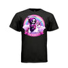 THE AUDACITY tee in black, front, cute reaper unicorn and wine graphic tee for her - Project Hood