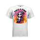 THIS IS FINE tee in white, front, pastel goth reaper coffee and flames graphic shirt for women - Project Hood