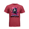 WHATEVER tee in athletic red, front, cute pastel goth reaper pink chair graphic tee for women - Project Hood