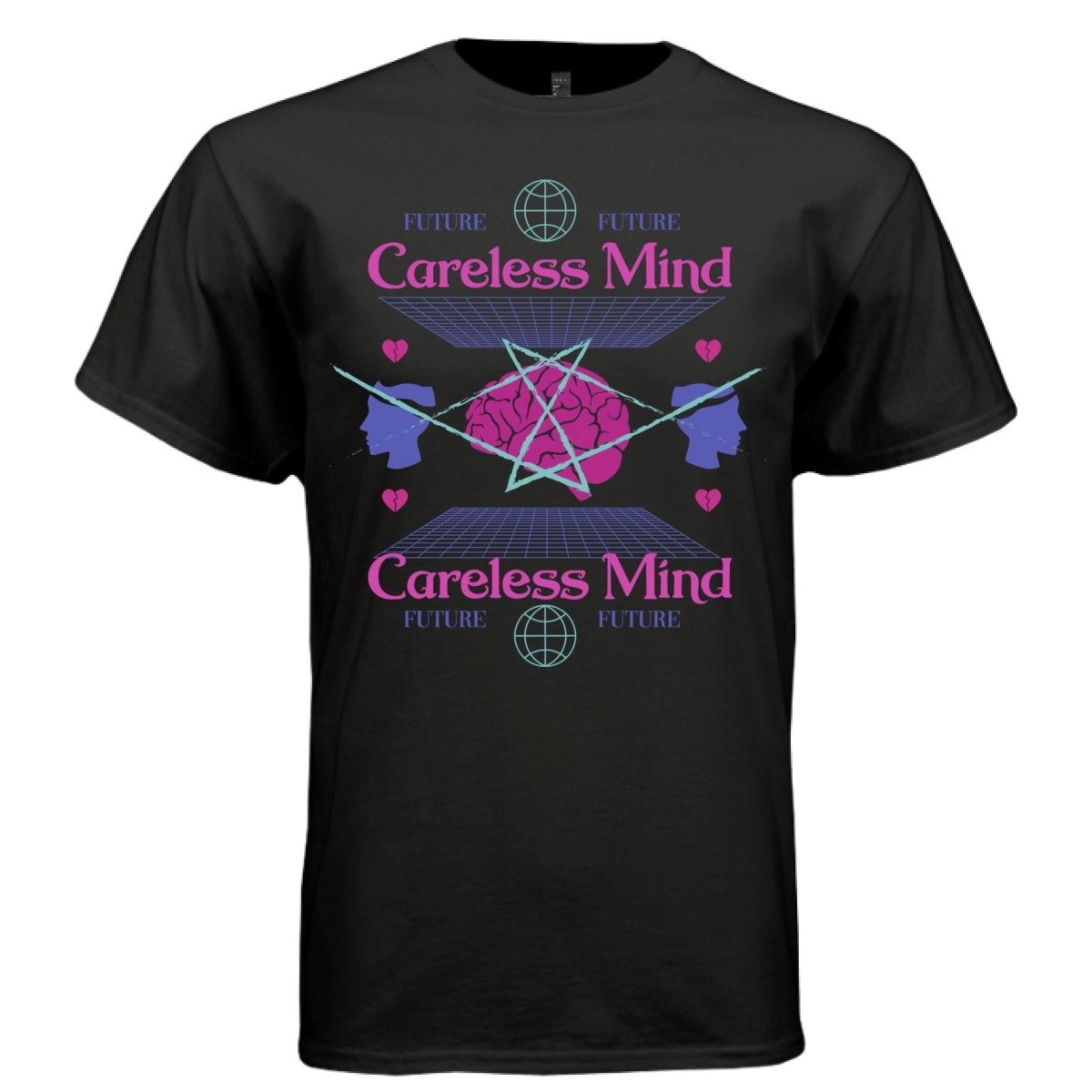 CARELESS MIND Y2K Brain Vaporwave Graphic T-Shirt | Unisex Streetwear 304 - Project Hood
