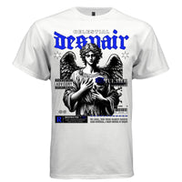 CELESTIAL DESPAIR Gothic Angel Blue Rose Oversized Streetwear T-Shirt | Project Hood 86 - Project Hood