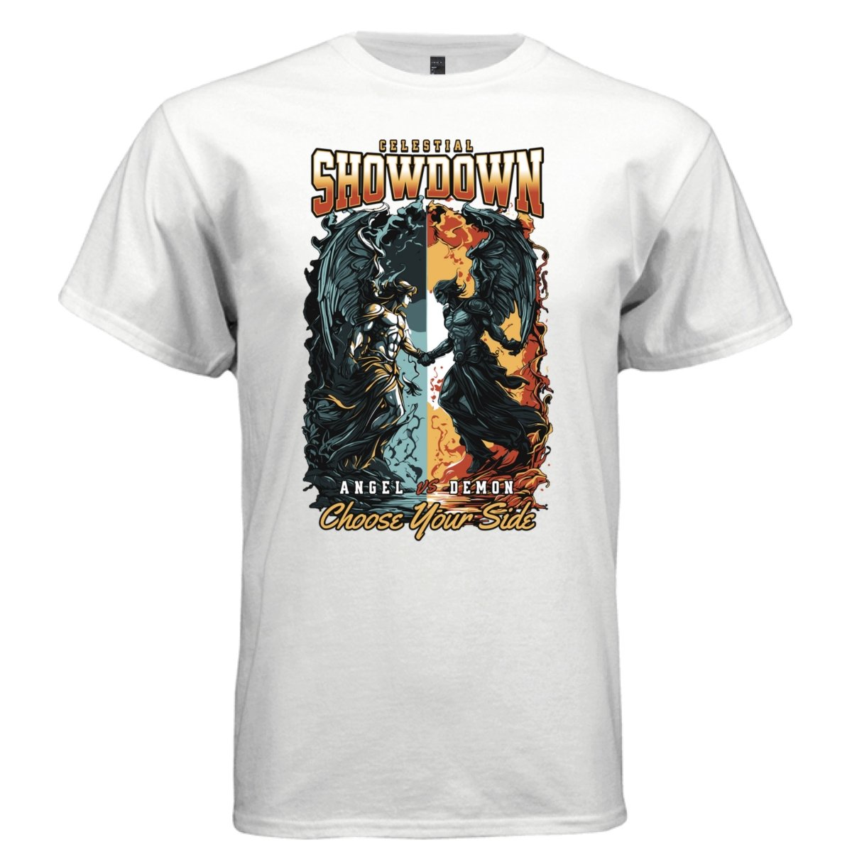 Celestial Showdown Angel vs Demon Oversized Streetwear T-Shirt — Choose Your Side Graphic Tee 7 - Project Hood