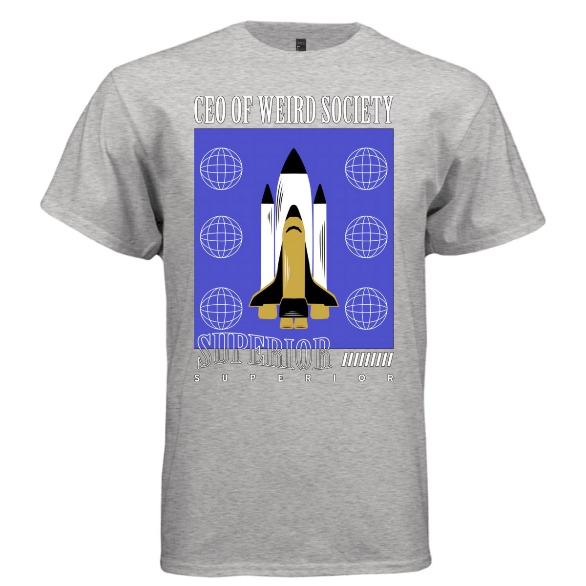 CEO OF WEIRD SOCIETY Y2K Space Shuttle Globe Graphic T-Shirt | Unisex Streetwear 307 - Project Hood