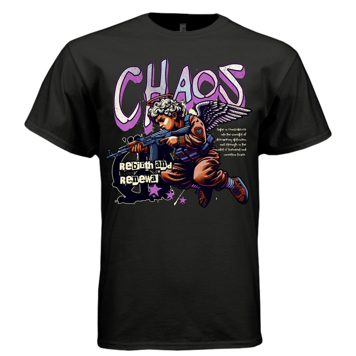 CHAOS Angel Rebirth Renewal Gun Halo Oversized Streetwear T-Shirt | Project Hood 140 - Project Hood