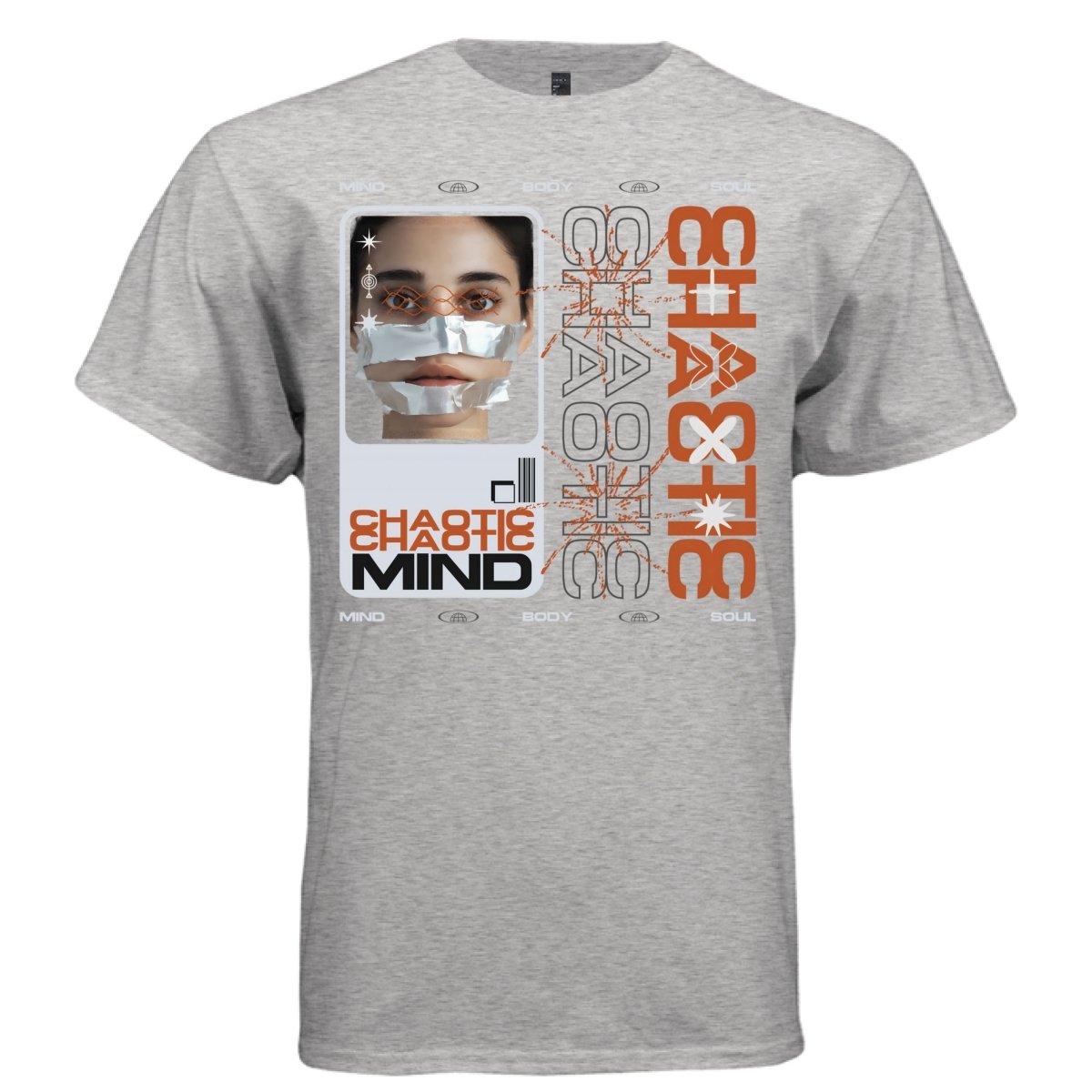 CHAOTIC MIND Y2K Foil Mask Portrait Graphic T-Shirt | Unisex Streetwear 313 - Project Hood
