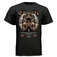CHASER Tattooed Angel Praying Dreads Gold Chain Oversized Streetwear T-Shirt | Project Hood 145 - Project Hood