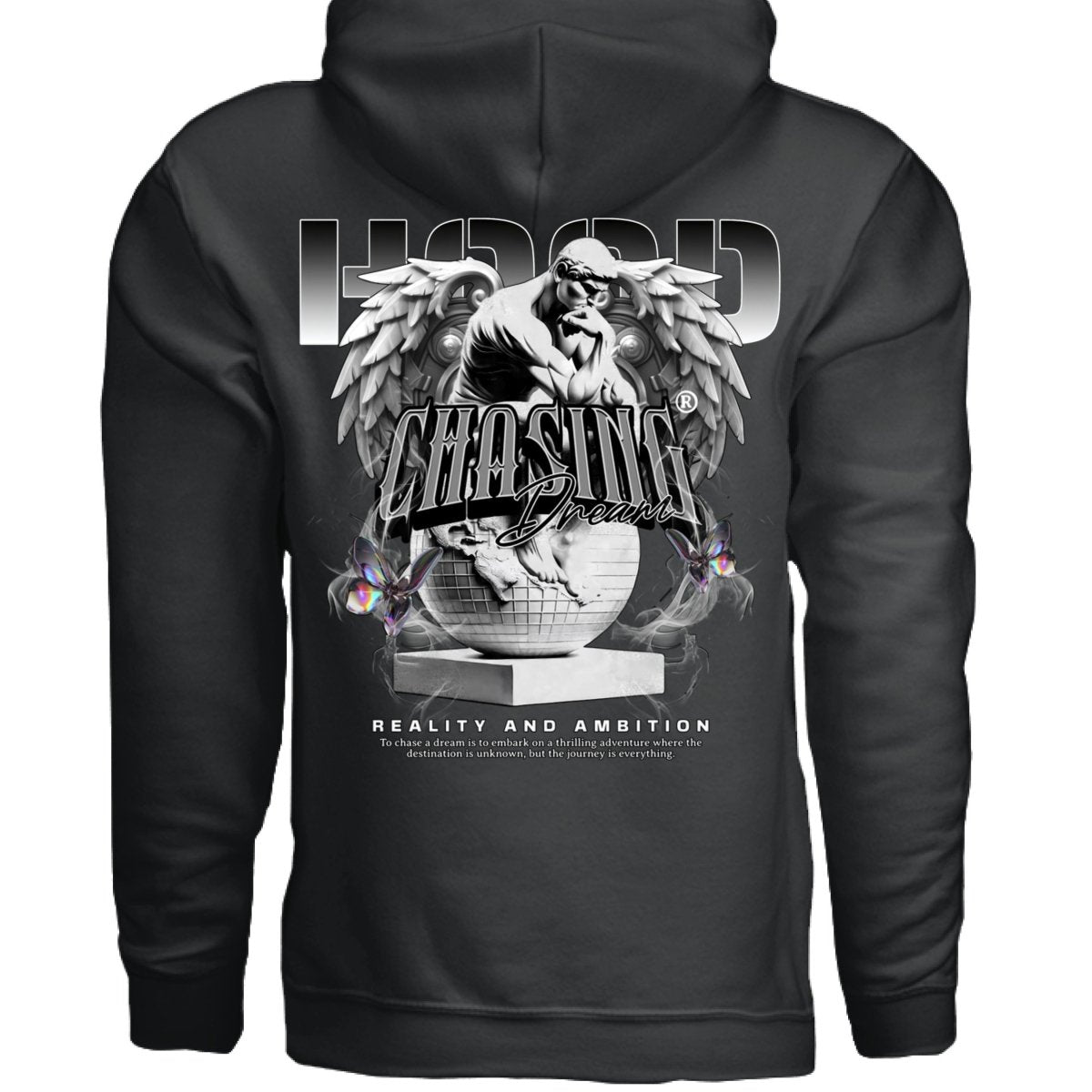 CHASING DREAMS Winged Statue Globe Oversized Hoodie | Project Hood 57 - Project Hood