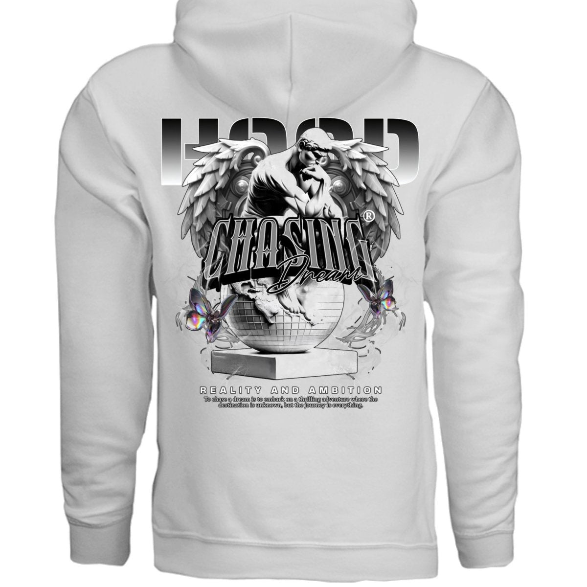 CHASING DREAMS Winged Statue Globe Oversized Hoodie | Project Hood 57 - Project Hood