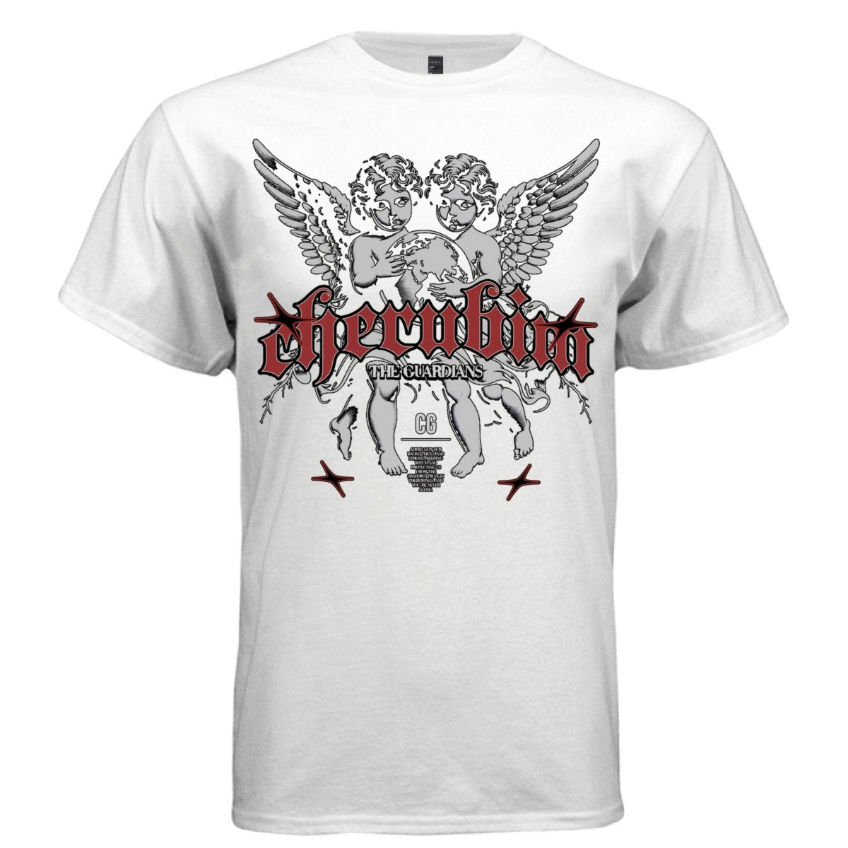 CHERUBIN Twin Guardian Angels Globe Oversized Streetwear T-Shirt | Project Hood 153 - Project Hood