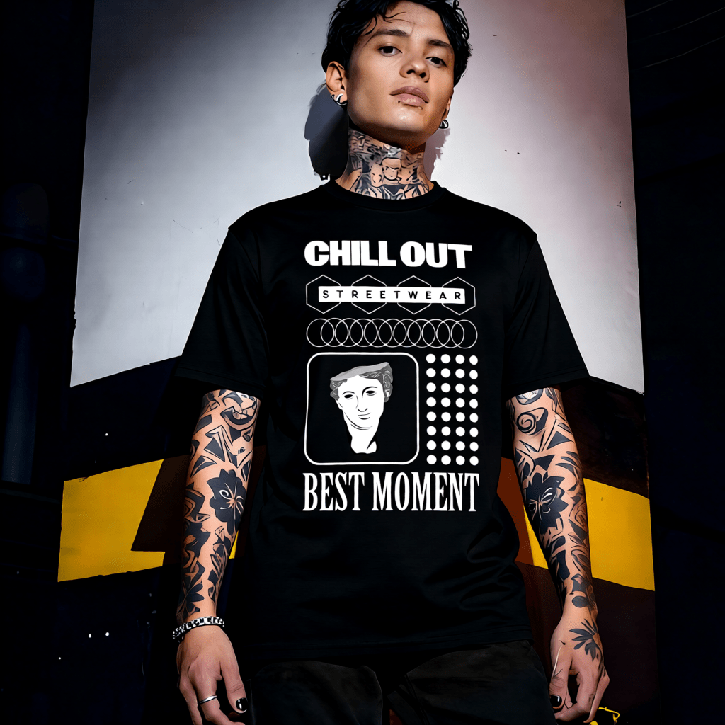 CHILL OUT BEST MOMENT Y2K Outline Statue Best Moment Graphic T-Shirt | Unisex Streetwear 322 - Project Hood