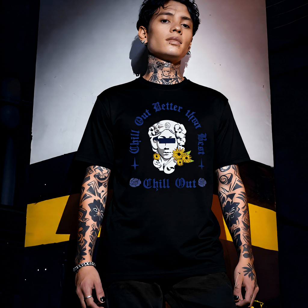 CHILL OUT BETTER THAN BEST Y2K Sunflower Statue Gothic Graphic T-Shirt | Unisex Streetwear 321 - Project Hood