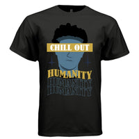 CHILL OUT Y2K Blue Statue Humanity Graphic T-Shirt | Unisex Streetwear 320 - Project Hood