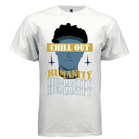 CHILL OUT Y2K Blue Statue Humanity Graphic T-Shirt | Unisex Streetwear 320 - Project Hood