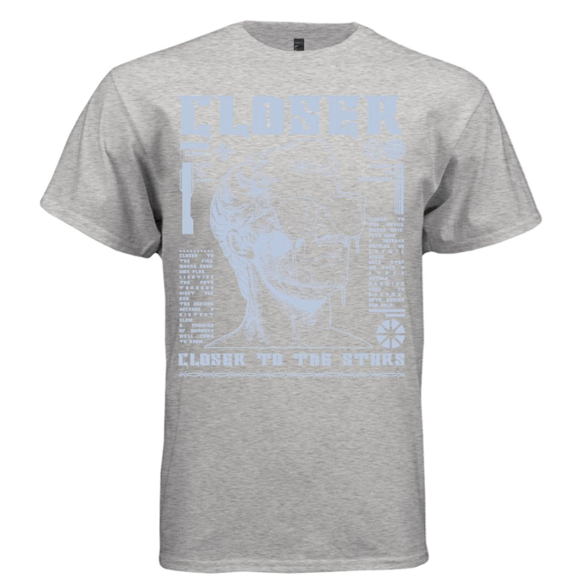 CLOSER TO THE STARS Y2K Stippled Bust Poem Graphic T-Shirt | Unisex Streetwear 325 - Project Hood