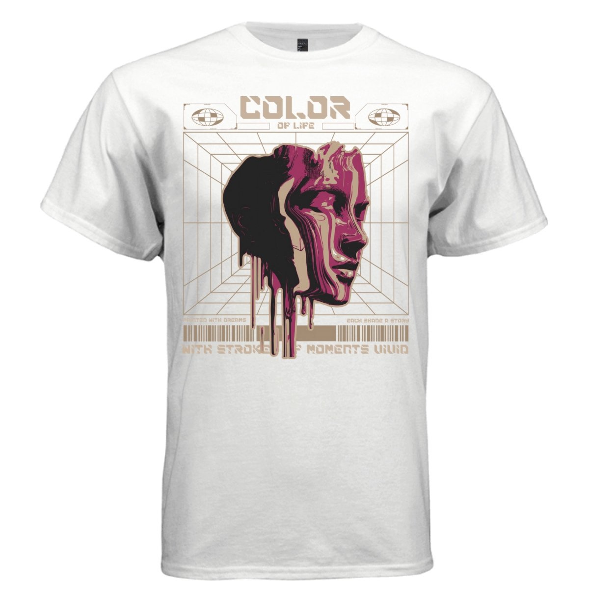 COLOR OF LIFE Y2K Dripping Face Wireframe Graphic T-Shirt | Unisex Streetwear 326 - Project Hood