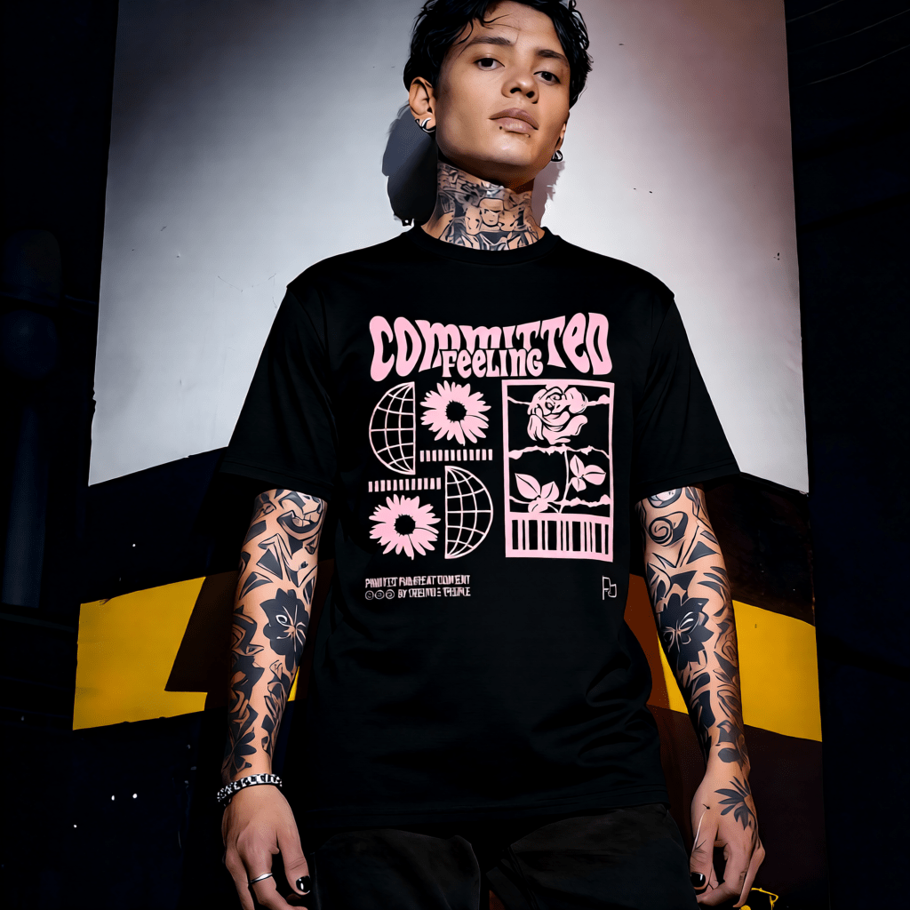 COMMITTED FEELING Y2K Groovy Floral Collage Graphic T-Shirt | Unisex Streetwear 327 - Project Hood