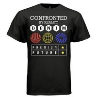 CONFRONTED BY REALITY Y2K Denim Globe Outline Graphic T-Shirt | Unisex Streetwear 332 - Project Hood