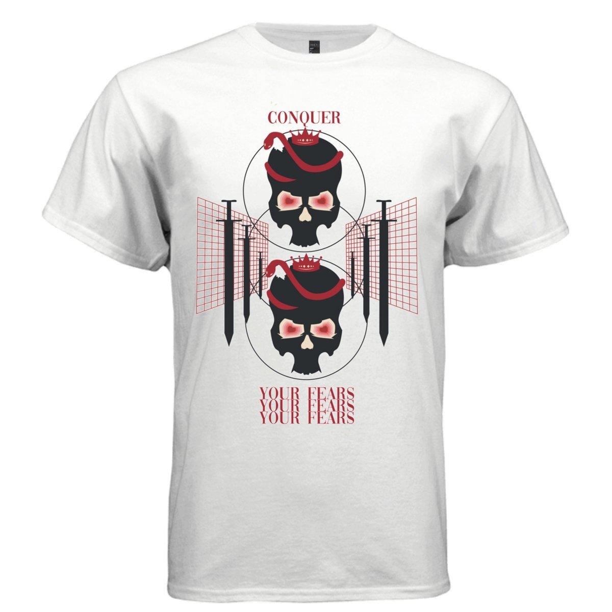 CONQUER YOUR FEARS Y2K Crowned Skull Graphic T-Shirt | Unisex Streetwear 335 - Project Hood