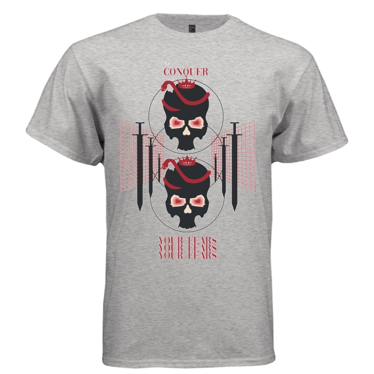 CONQUER YOUR FEARS Y2K Crowned Skull Graphic T-Shirt | Unisex Streetwear 335 - Project Hood
