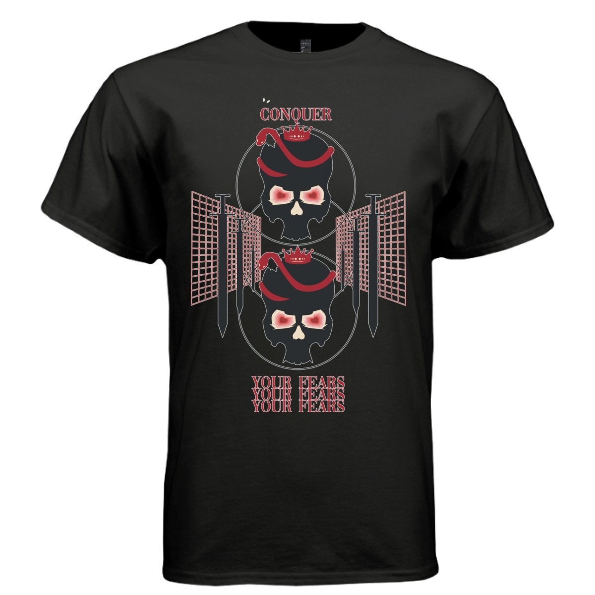 CONQUER YOUR FEARS Y2K Crowned Skull Graphic T-Shirt | Unisex Streetwear 335 - Project Hood