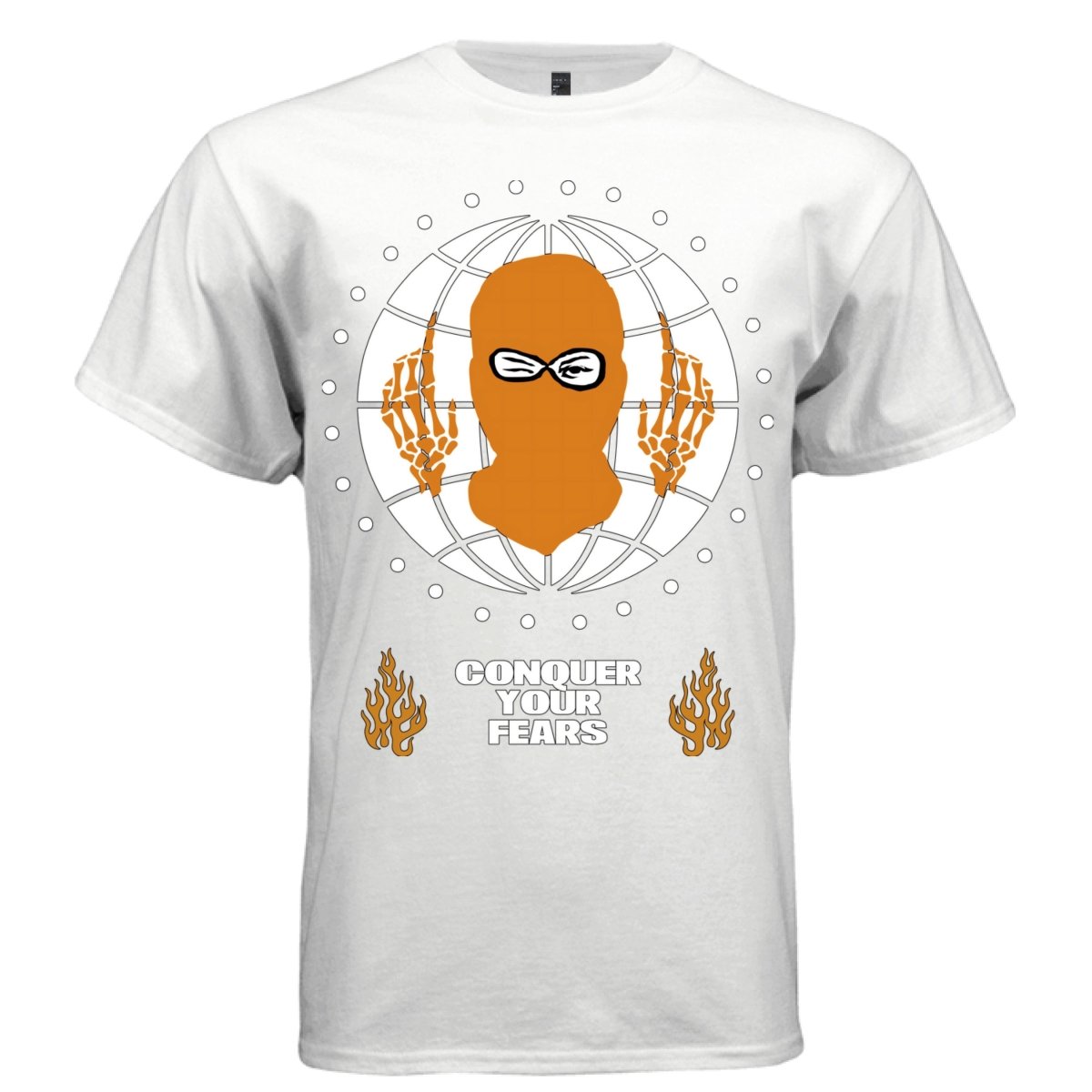 CONQUER YOUR FEARS Y2K Masked Globe Graphic T-Shirt | Unisex Streetwear 336 - Project Hood