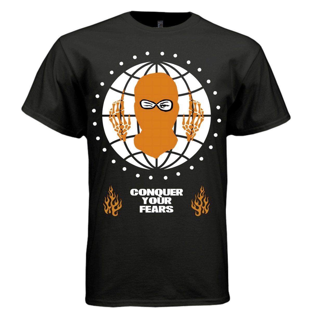 CONQUER YOUR FEARS Y2K Masked Globe Graphic T-Shirt | Unisex Streetwear 336 - Project Hood