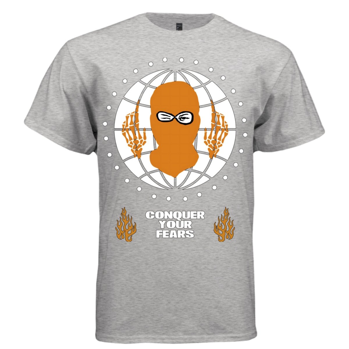 CONQUER YOUR FEARS Y2K Masked Globe Graphic T-Shirt | Unisex Streetwear 336 - Project Hood