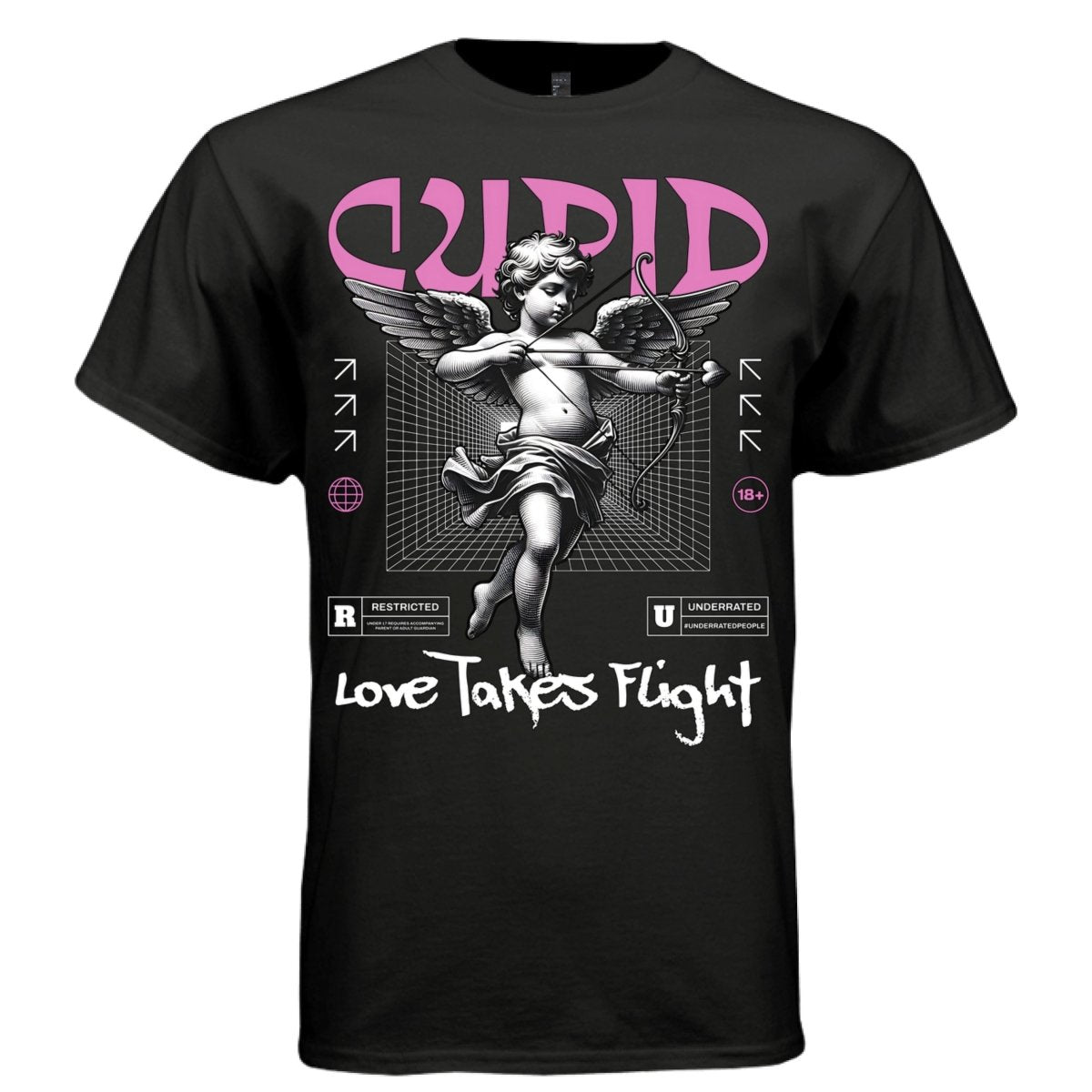 CUPID Love Takes Flight Bow Arrow Angel Oversized Streetwear T-Shirt | Project Hood 177 - Project Hood