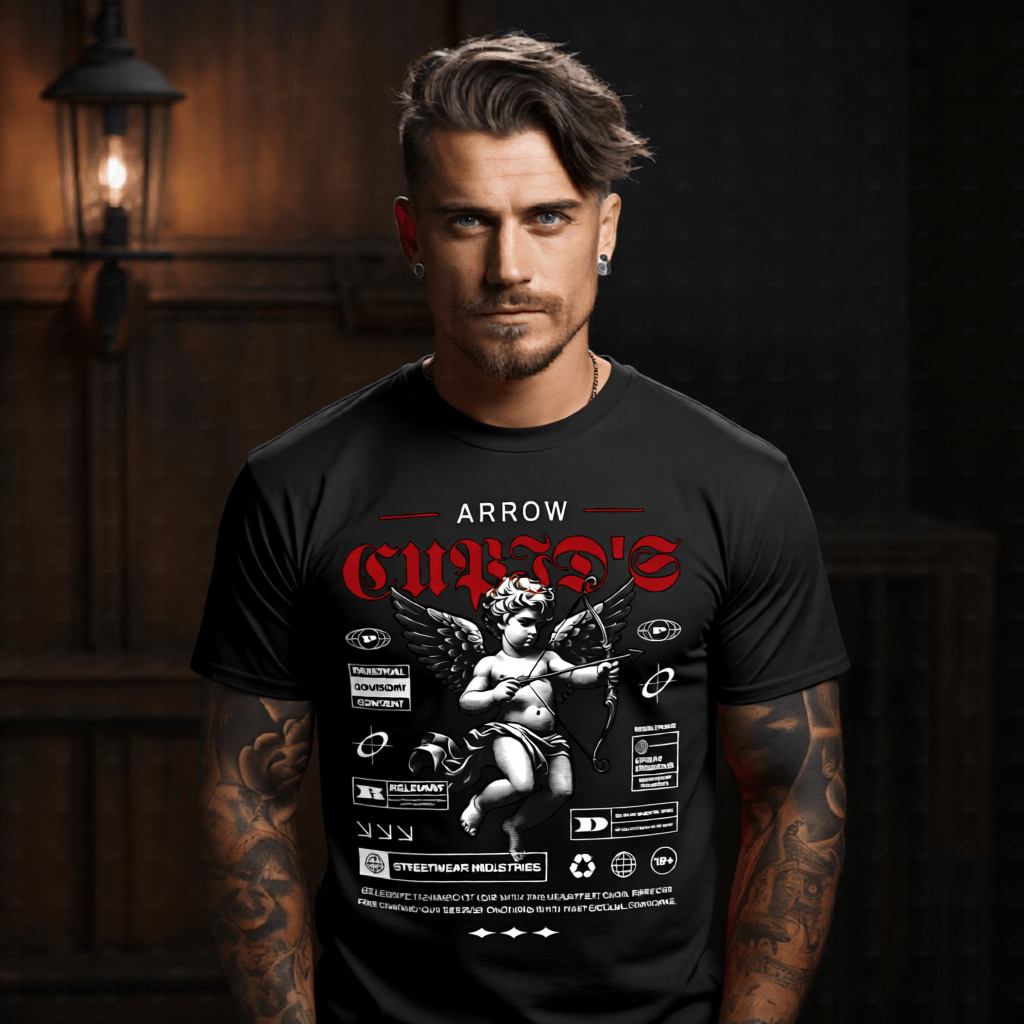 CUPID'S ARROW Cherub Bow Parental Advisory Oversized Streetwear T-Shirt | Project Hood 88 - Project Hood