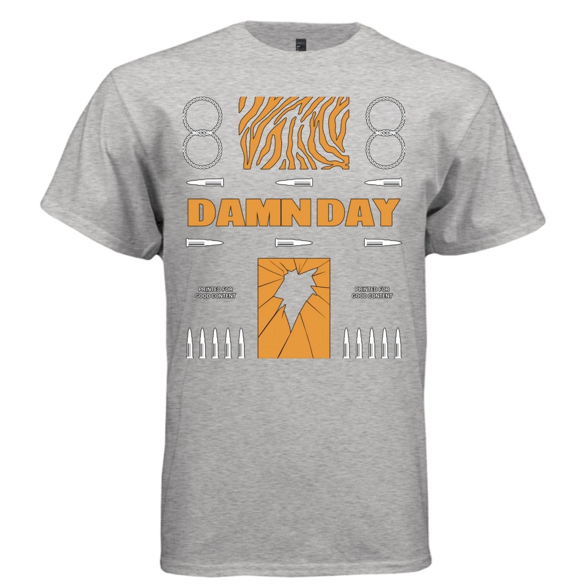 DAMN DAY Y2K Tiger Stripe Bullet Graphic T-Shirt | Unisex Streetwear 349 - Project Hood