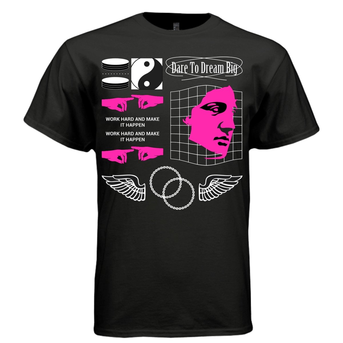 DARE TO DREAM BIG Y2K Creation Hands Graphic T-Shirt | Unisex Streetwear 350 - Project Hood
