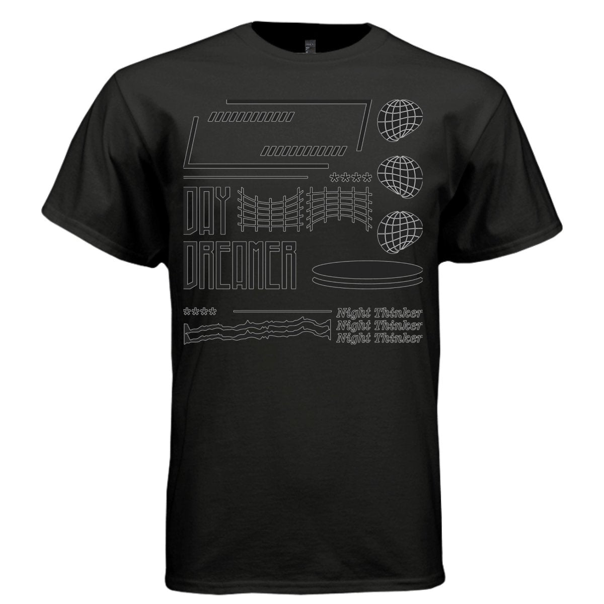 DAY DREAMER Y2K Stencil Globe Graphic T-Shirt | Unisex Streetwear 352 - Project Hood