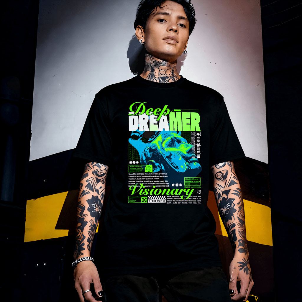 DEEP DREAMER Y2K Liquid Chrome Graphic T-Shirt | Unisex Streetwear 361 - Project Hood