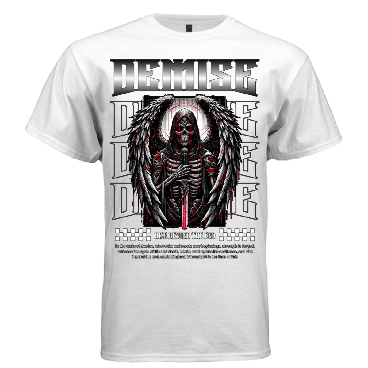 DEMISE Grim Reaper Angel Skull Sword Rise Oversized Streetwear T-Shirt | Project Hood 144 - Project Hood