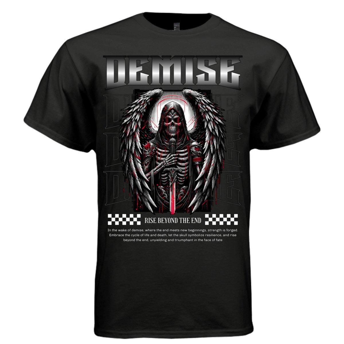 DEMISE Grim Reaper Angel Skull Sword Rise Oversized Streetwear T-Shirt | Project Hood 144 - Project Hood