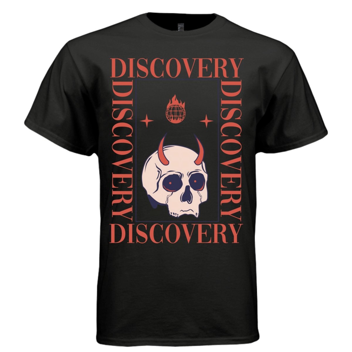 DISCOVERY Y2K Horned Skull Graphic T-Shirt | Unisex Streetwear 383 - Project Hood
