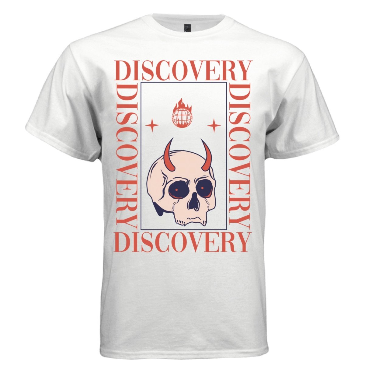 DISCOVERY Y2K Horned Skull Graphic T-Shirt | Unisex Streetwear 383 - Project Hood