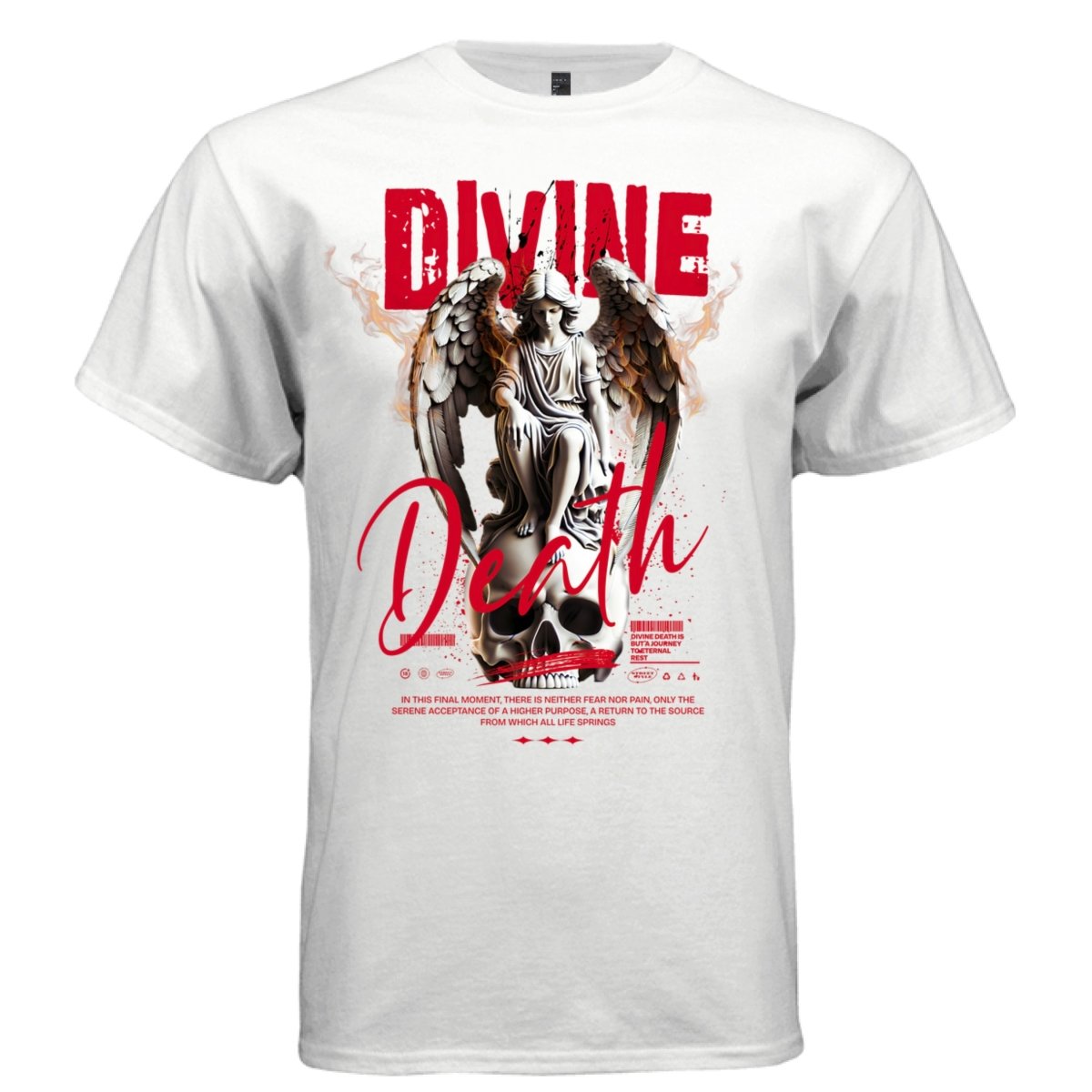 DIVINE DEATH Angel On Skull Fire Wings Oversized Streetwear T-Shirt | Project Hood [135] - Project Hood