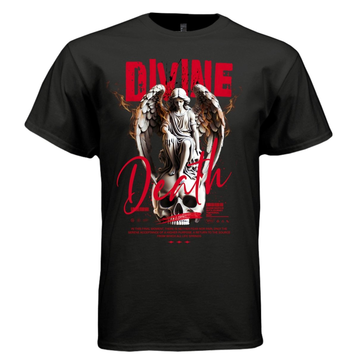 DIVINE DEATH Angel On Skull Fire Wings Oversized Streetwear T-Shirt | Project Hood [135] - Project Hood