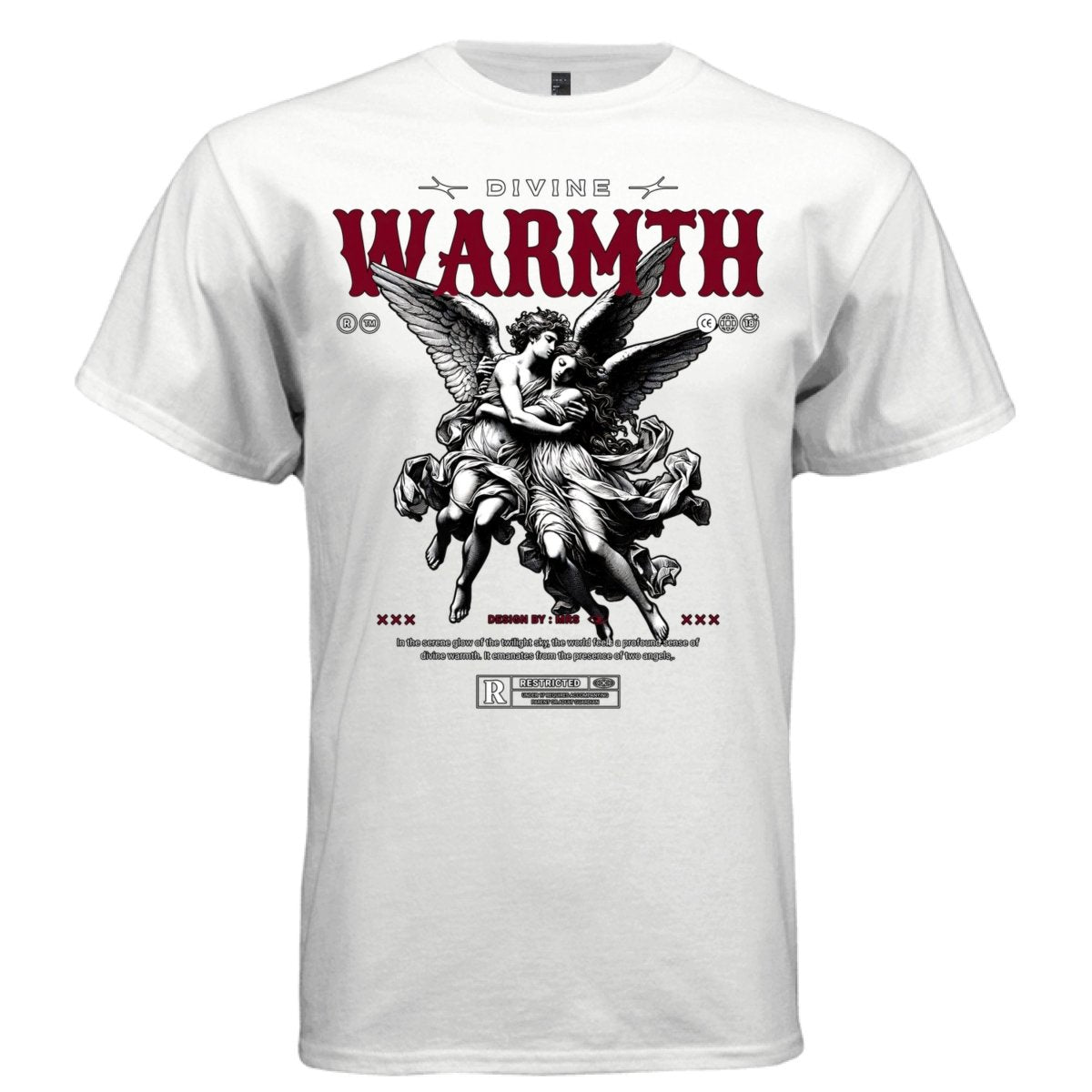 DIVINE WARMTH Angels Embrace Faith Love Oversized Streetwear T-Shirt | Project Hood 89 - Project Hood