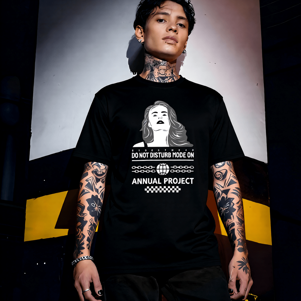 DO NOT DISTURB MODE ON Y2K Line Art Graphic T-Shirt | Unisex Streetwear 237 - Project Hood